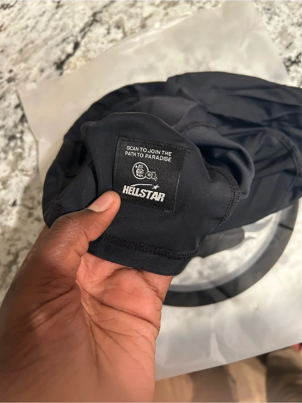 Graphic Logo Ski Mask in Black and White